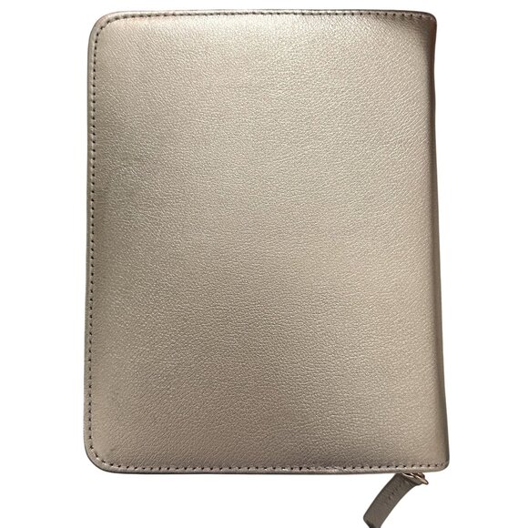 Anthropologie Leather Idiom Journal Cover Zipper Metallic Rose Gold Master Plan - Picture 2 of 5